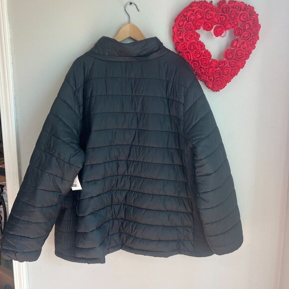 Time and Tru Womens Plus Size 3X Quilted Bubble Jacket Black Windproof - Picture 8 of 12